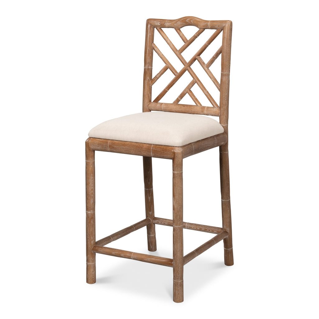 Brighton Counter Stool White Wash | Sarreid Ltd - 53870