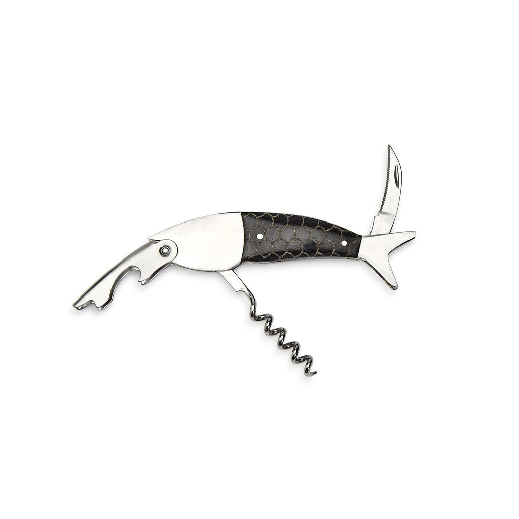 Two's Company Finest Catch 3-in-1 Bottle Tool Opener in Gift Box Includes: Bottle Opener, Corkscrew, Knife