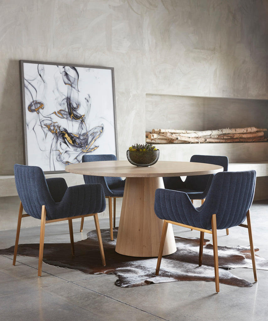 Elina Dining Table - Round - Light Oak - 54" | Sunpan Furniture - 111022