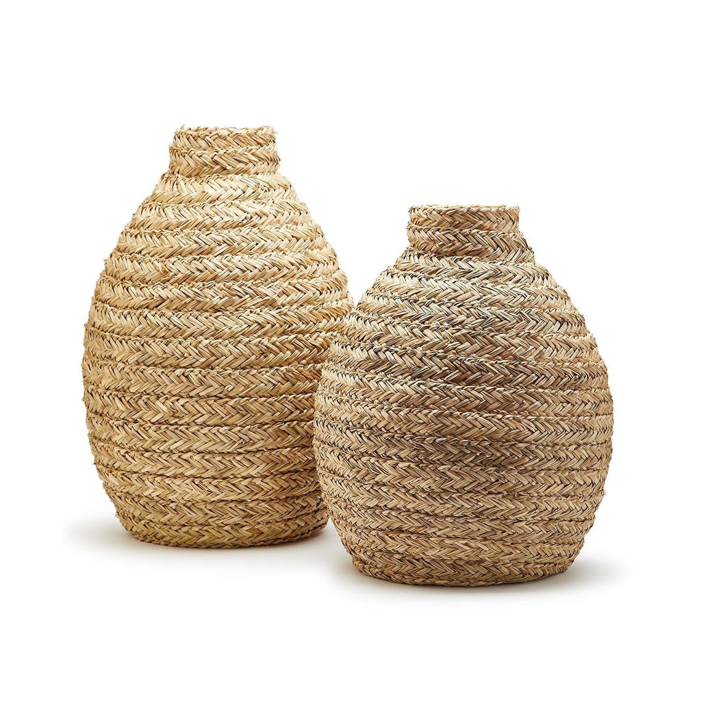 Two's Company Set of 2 Basket Weave Bottle Shape Vase