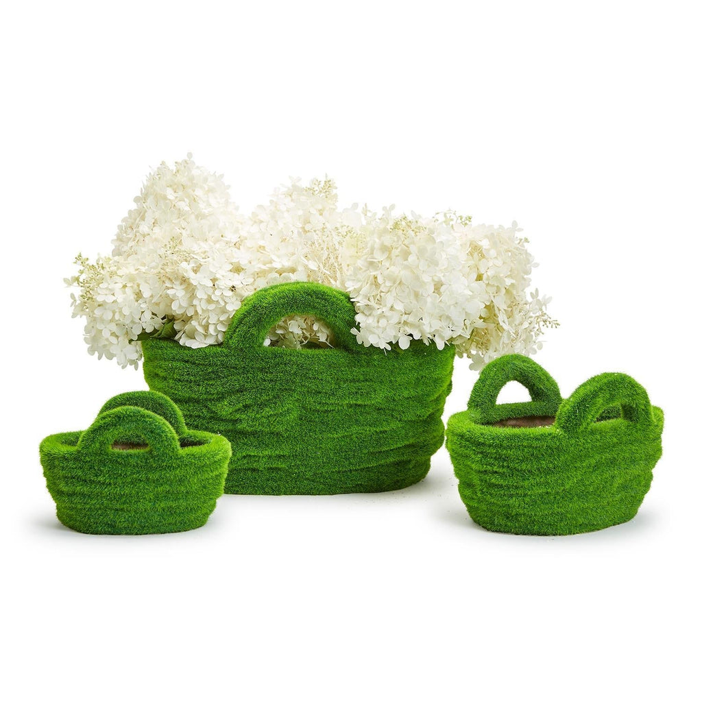 Set of 3 Faux Moss Baskets Includes 3 Sizes