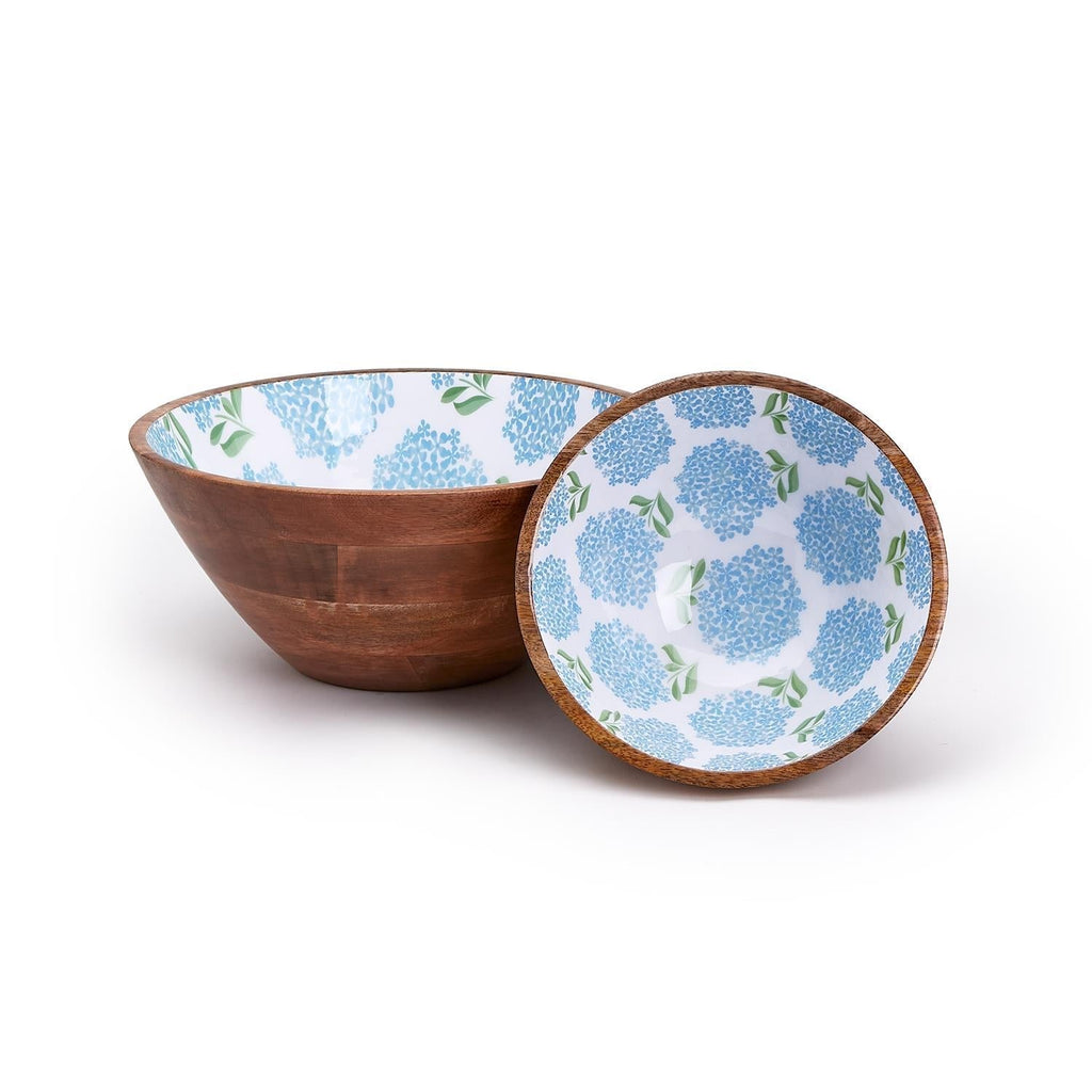 Hydrangea Set of 2 Hand-Crafted Wood Bowl - Mango Wood/Food Safe Lacquer