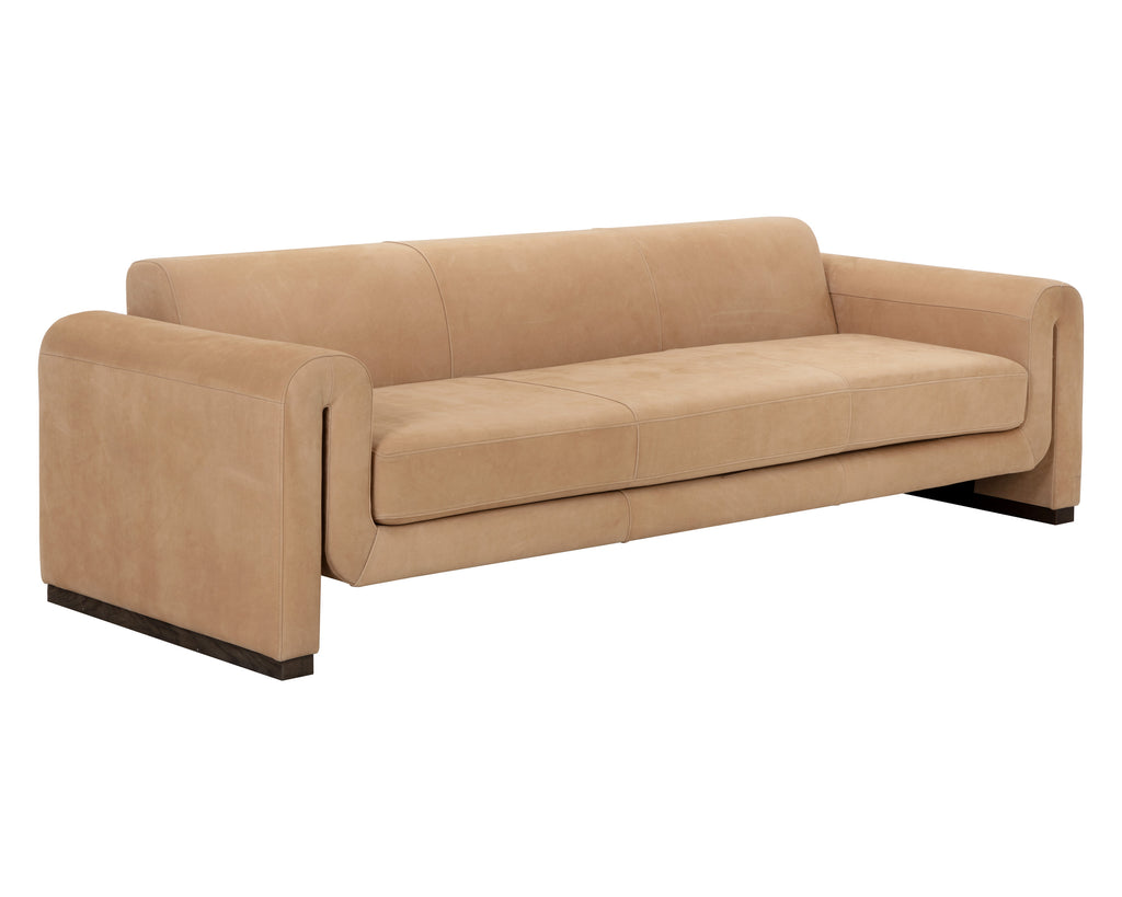 Romer Sofa - Distressed Brown - Nubuck Tan Leather | Sunpan Furniture - 111816