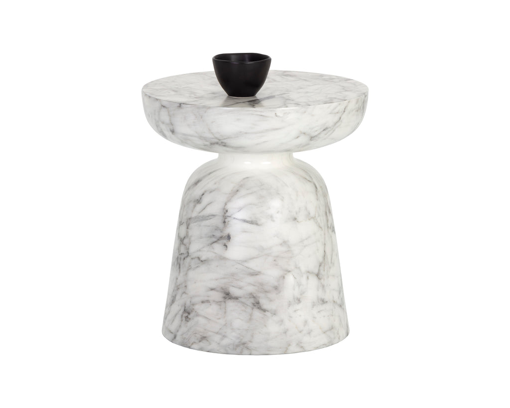 Lucida End Table - Marble Look - White | Sunpan Furniture - 106283