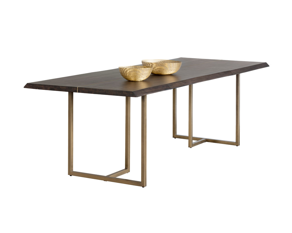 Donnelly Dining Table - Antique Brass - Dark Mango - 95" | Sunpan Furniture - 103315