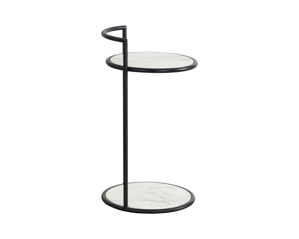 Parga End Table - Black - Marble Look | Sunpan Furniture - 111343