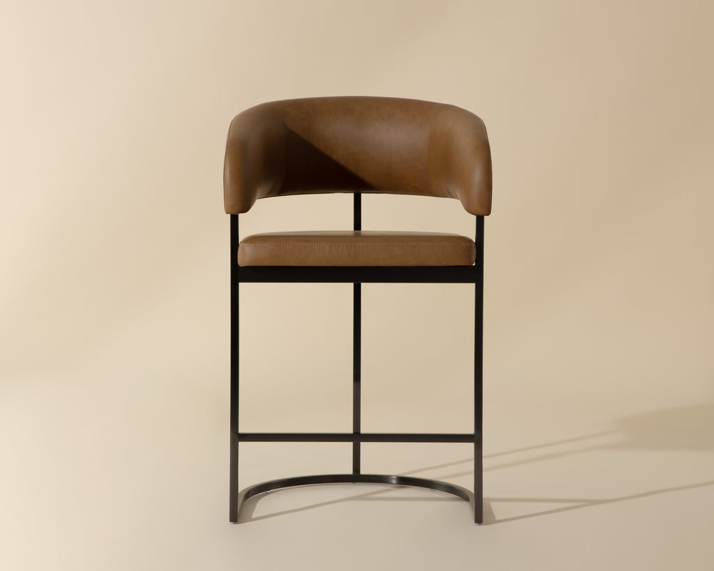 Marris Counter Stool - Gunmetal - Milliken Cognac | Sunpan Furniture - 110907