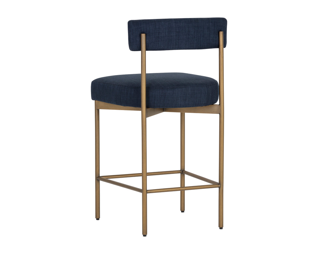 Seneca Counter Stool - Antique Brass - Arena Navy | Sunpan Furniture - 106060