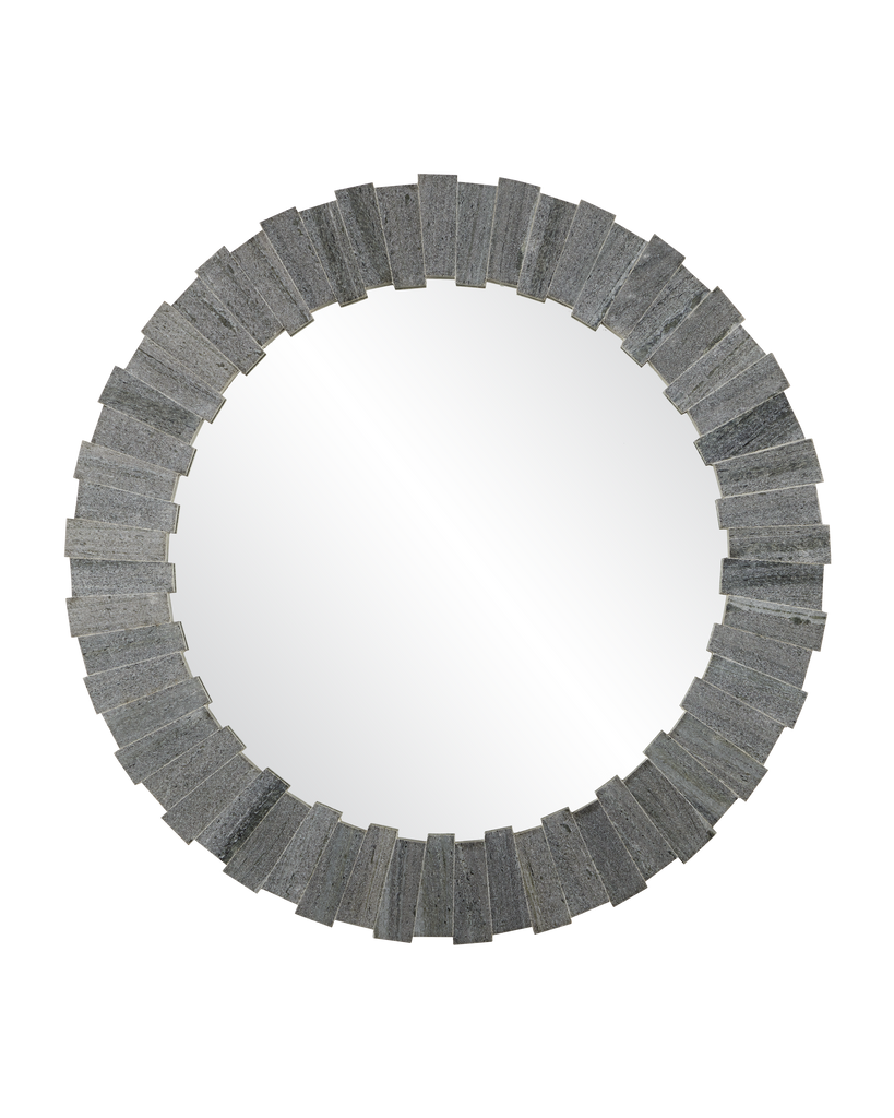 Currey & Co Dario Round Gray Mirror | 1000-0130