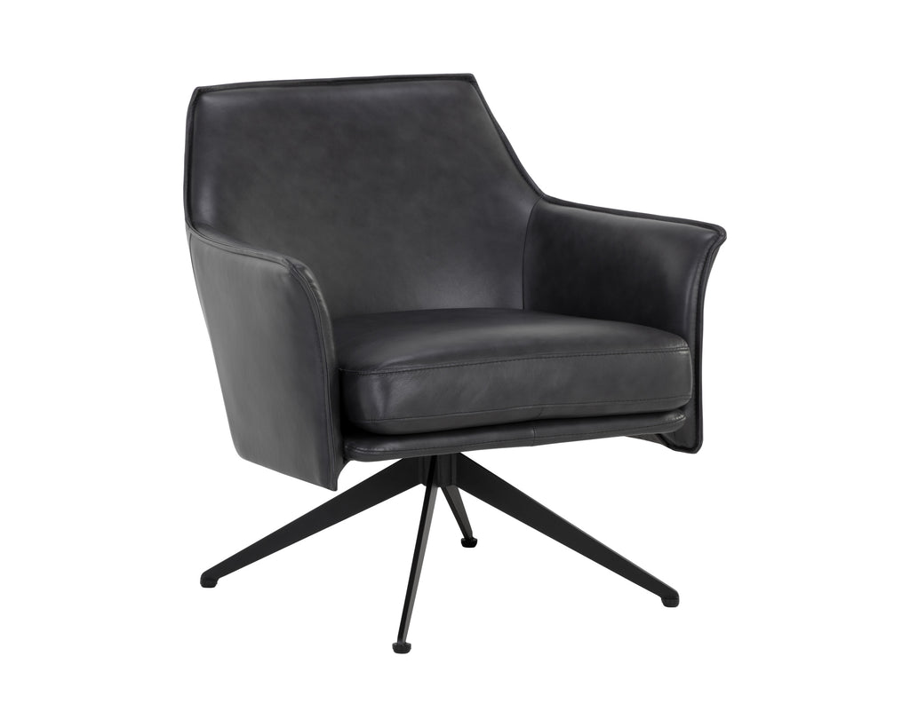 Crosby Swivel Lounge Chair - Alpine Black Leather | Sunpan Furniture - 111085