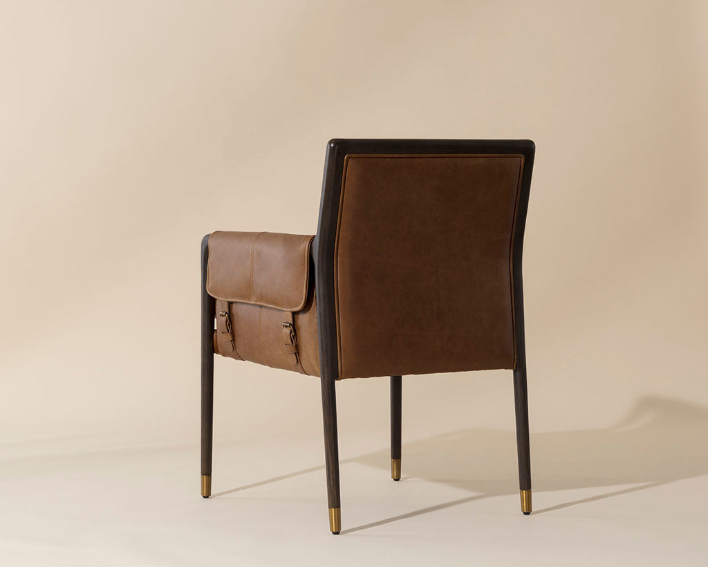 Mauti Dining Armchair - Brown - Shalimar Tobacco Leather | Sunpan Furniture - 111655