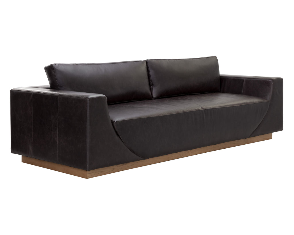 Anakin Sofa - Light Oak - Tuscany Warm Black Leather | Sunpan Furniture - 111216