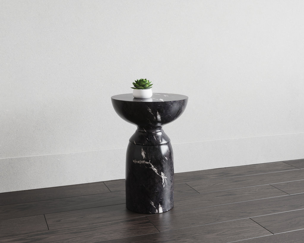 Goya End Table - Marble Look - Black | Sunpan Furniture - 105012