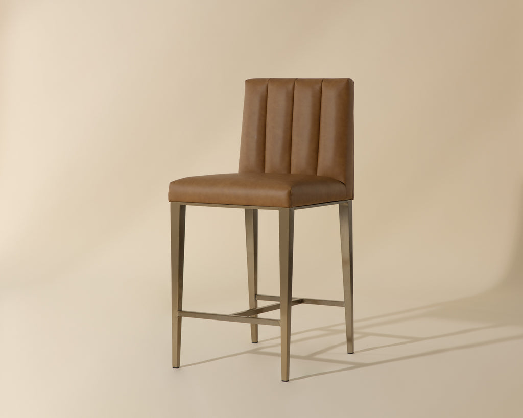 Wilbur Counter Stool - Milliken Cognac | Sunpan Furniture - 111431