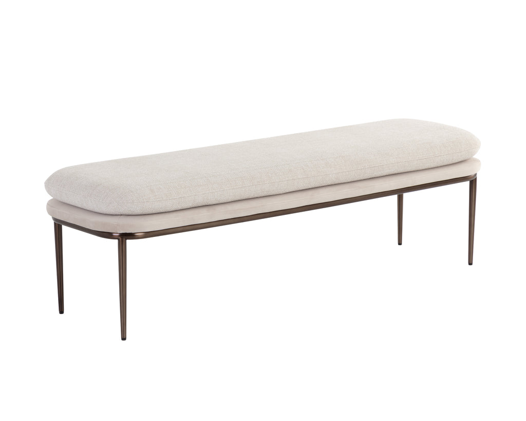 Koffi Bench - Dark Bronze - Chacha Cream / Meg Taupe | Sunpan Furniture - 109313