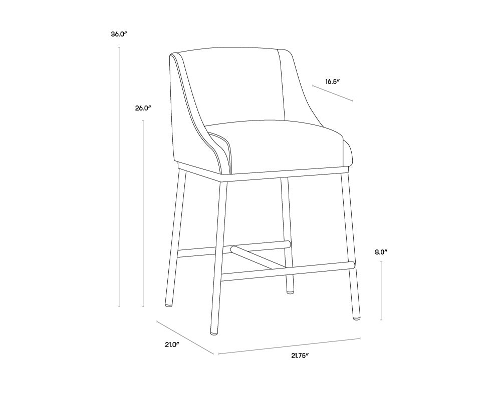 Dalary Counter Stool - Bravo Metal / Polo Club Stone | Sunpan Furniture - 106032