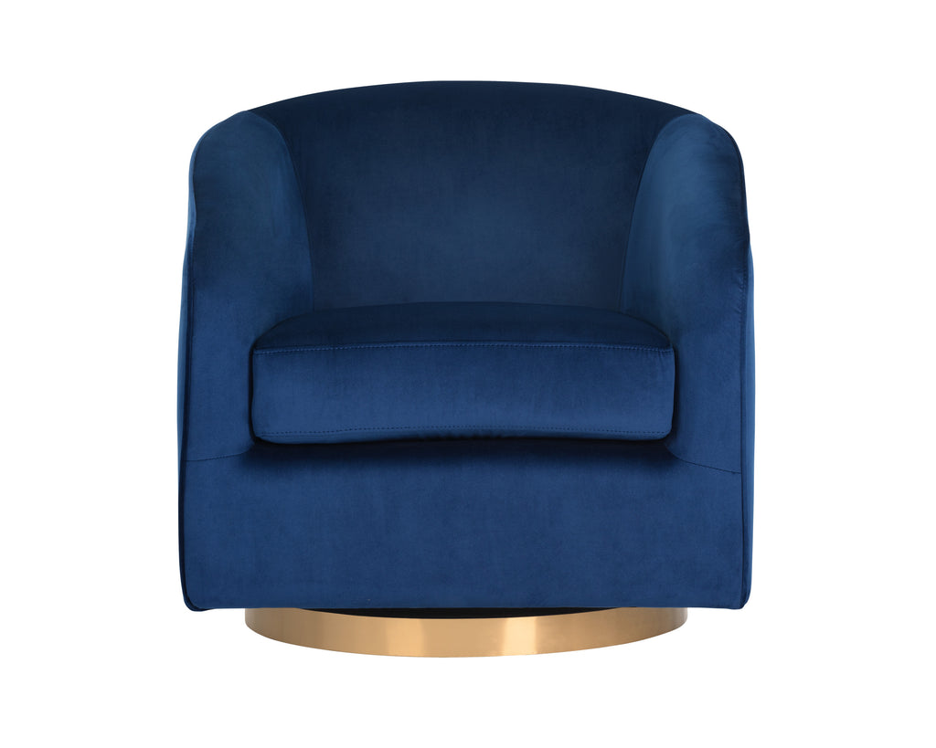 Hazel Swivel Lounge Chair - Gold - Navy Blue Sky | Sunpan Furniture - 104001