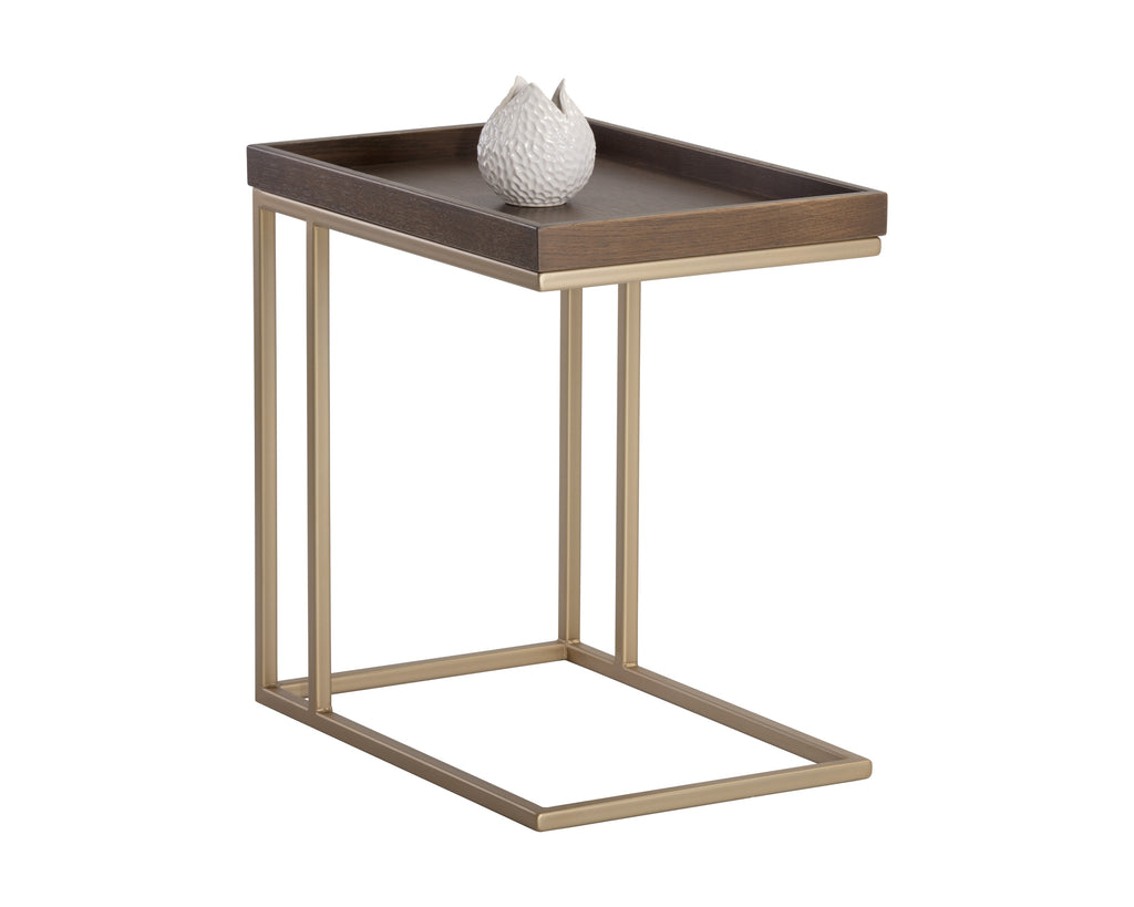 Arden C-Shaped Side Table - Gold - Raw Umber | Sunpan Furniture - 105235