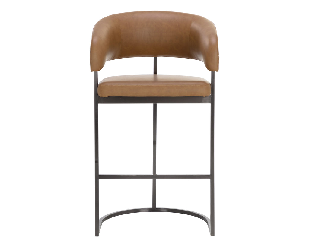 Marris Barstool - Gunmetal - Milliken Cognac | Sunpan Furniture - 111155