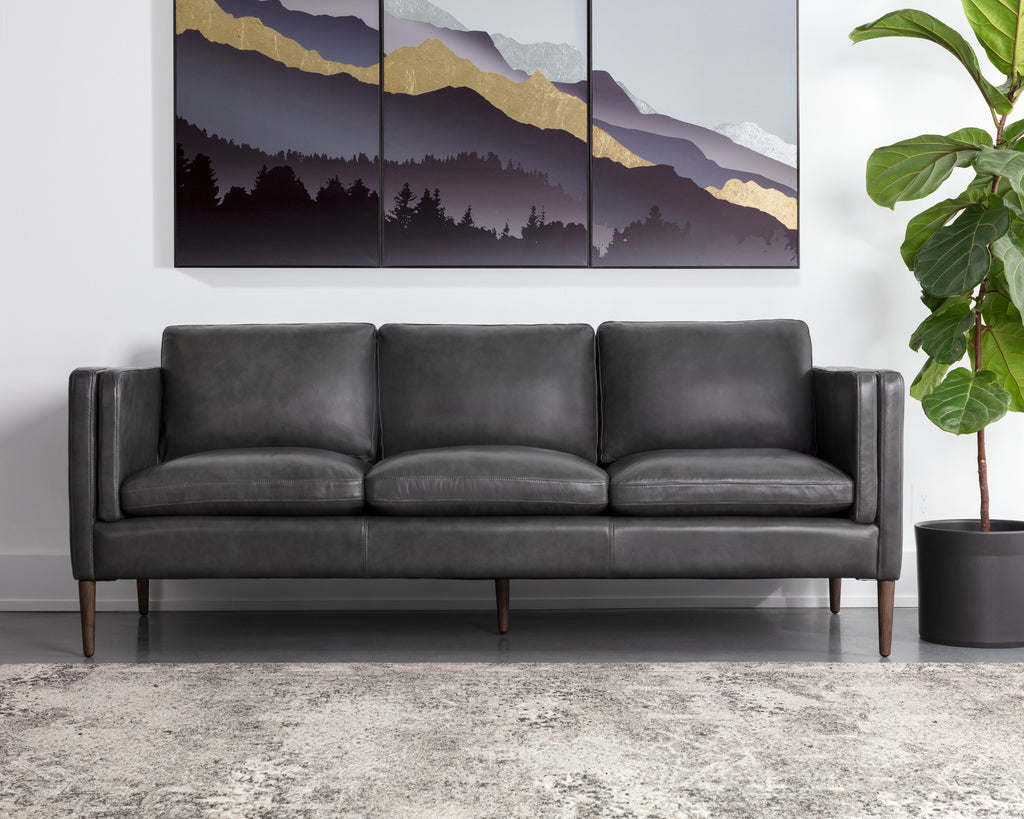 Richmond Sofa - Brentwood Charcoal Leather | Sunpan Furniture - 110576