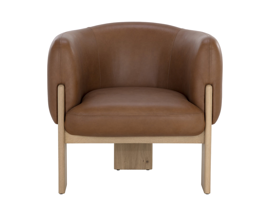 Trine Lounge Chair - Rustic Oak - Vintage Camel Leather | Sunpan Furniture - 111087