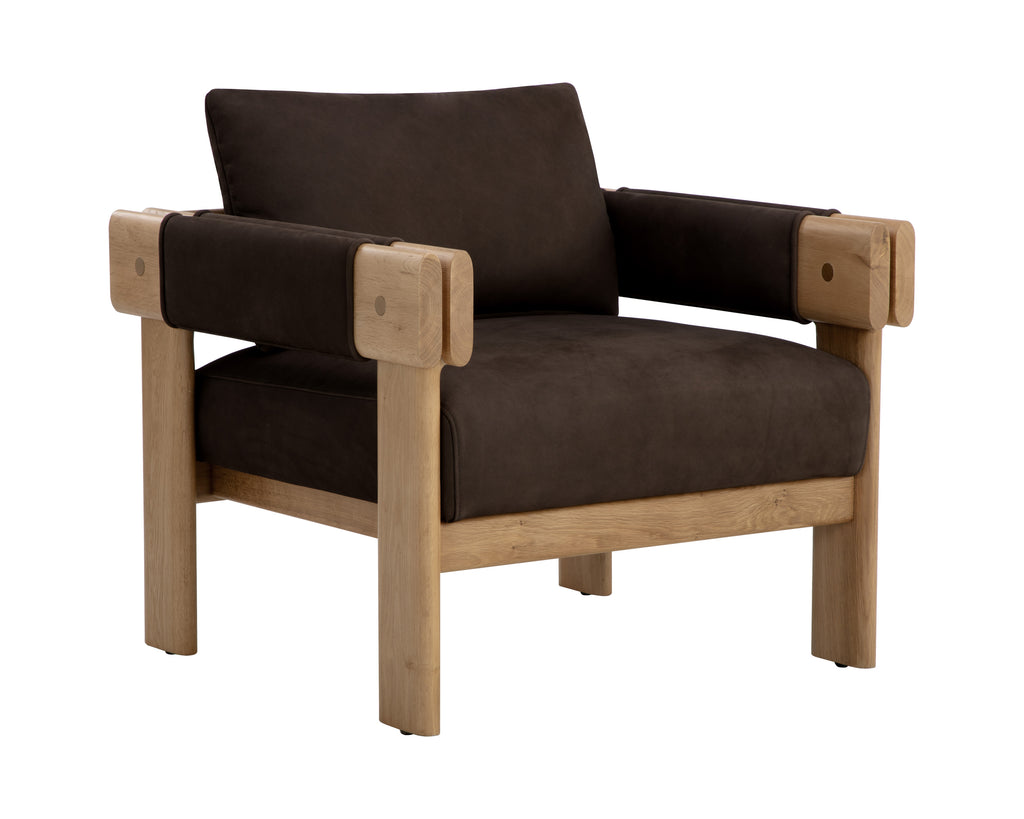 Carmichael Lounge Chair - Nubuck Cocoa Leather | Sunpan Furniture - 111825