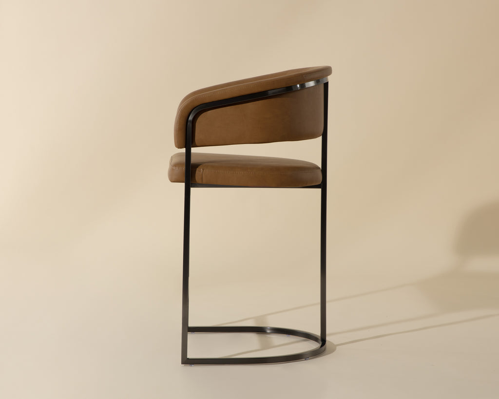 Marris Counter Stool - Gunmetal - Milliken Cognac | Sunpan Furniture - 110907