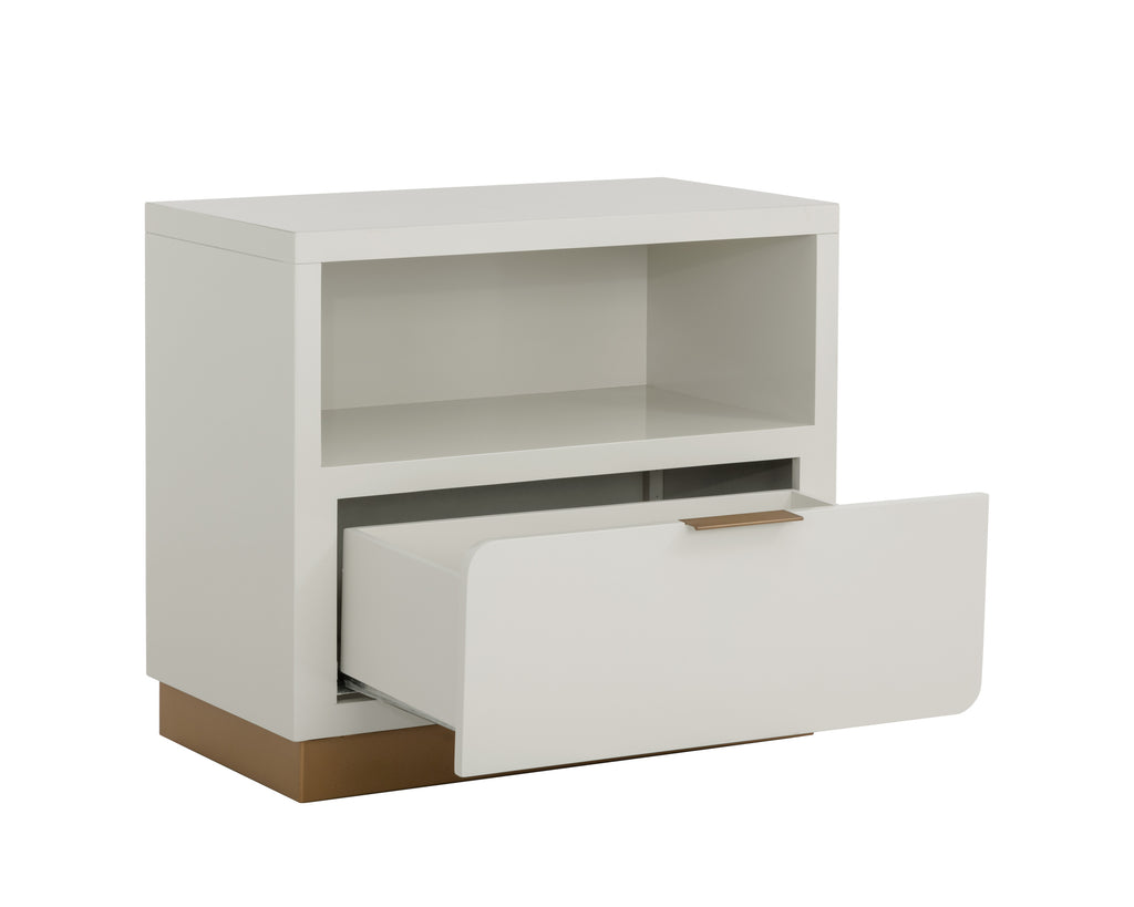 Jenkins Nightstand - High Gloss Cream | Sunpan Furniture - 109103