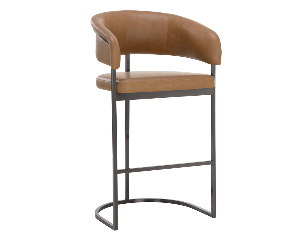 Marris Barstool - Gunmetal - Milliken Cognac | Sunpan Furniture - 111155