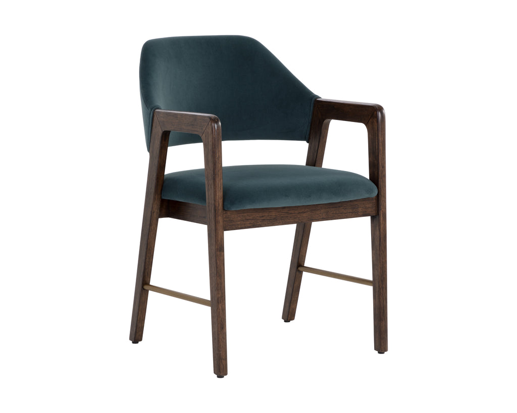 Milton Dining Armchair - Smoke Acacia - Meg Dusty Teal | Sunpan Furniture - 109807