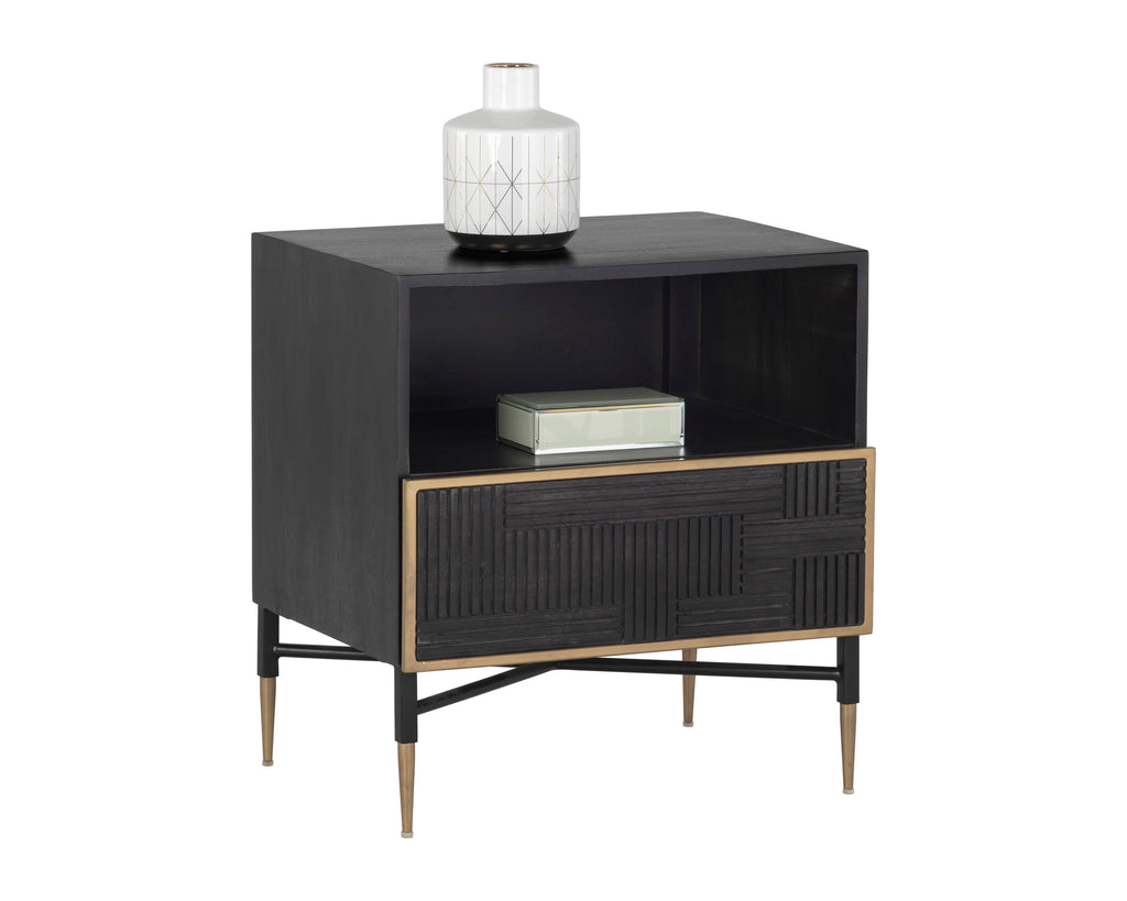 Markwood Nightstand - Brass - Dark Brown | Sunpan Furniture - 105798