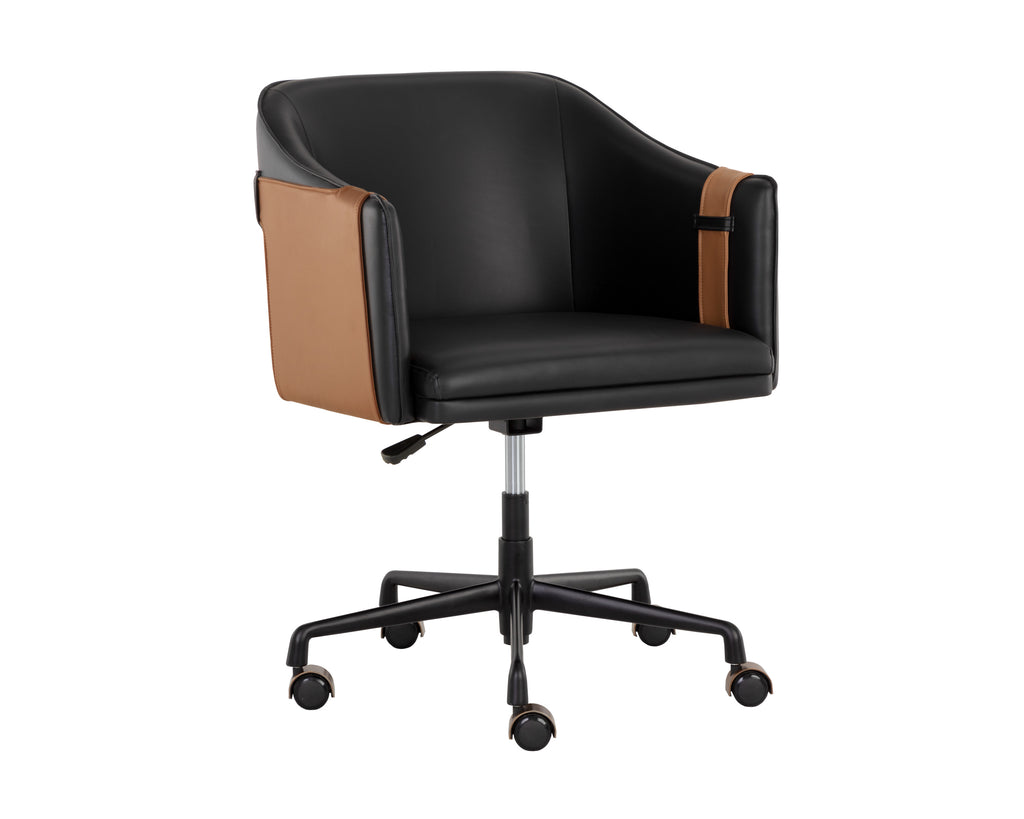 Carter Office Chair - Napa Black / Napa Cognac | Sunpan Furniture - 108757