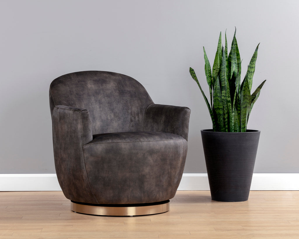 Casey Swivel Lounge Chair - Nono Shitake | Sunpan Furniture - 106401