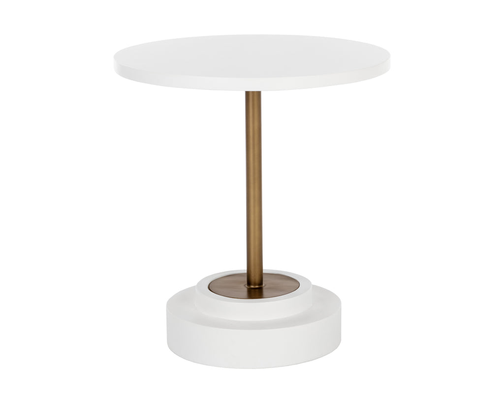 Marlowe Bistro Table - Antique Brass - White - 27.5" | Sunpan Furniture - 108117