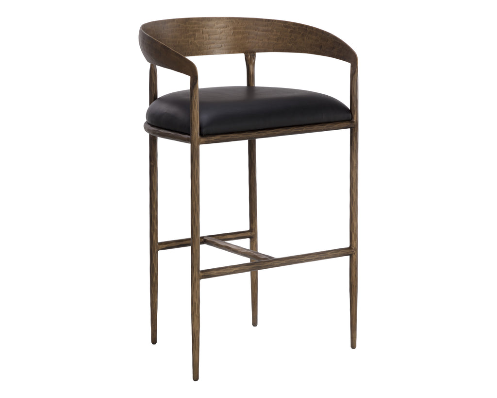 Zanatta Barstool - Charcoal Black Leather | Sunpan Furniture - 111001