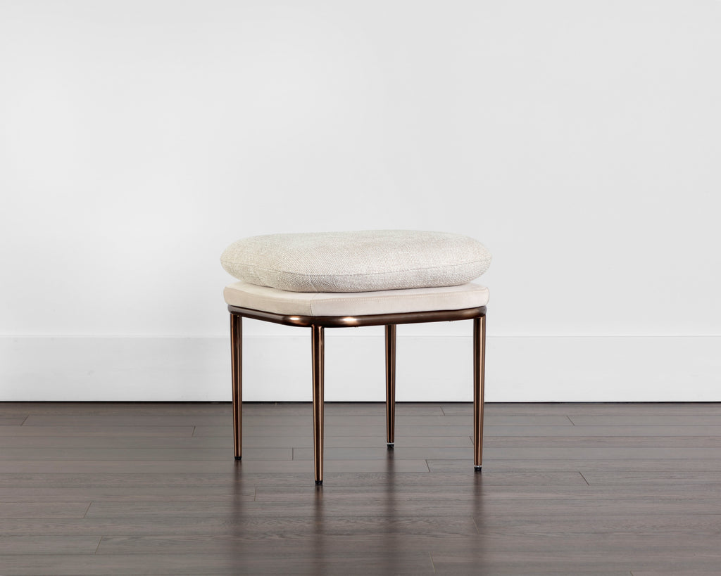 Koffi Stool - Dark Bronze - Chacha Cream / Meg Taupe | Sunpan Furniture - 109315