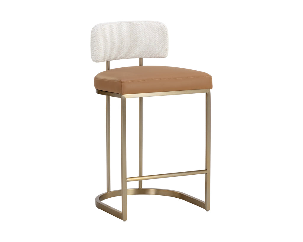 Larissa Counter Stool - Napa Cognac / Rhea Light Barley | Sunpan Furniture - 111647