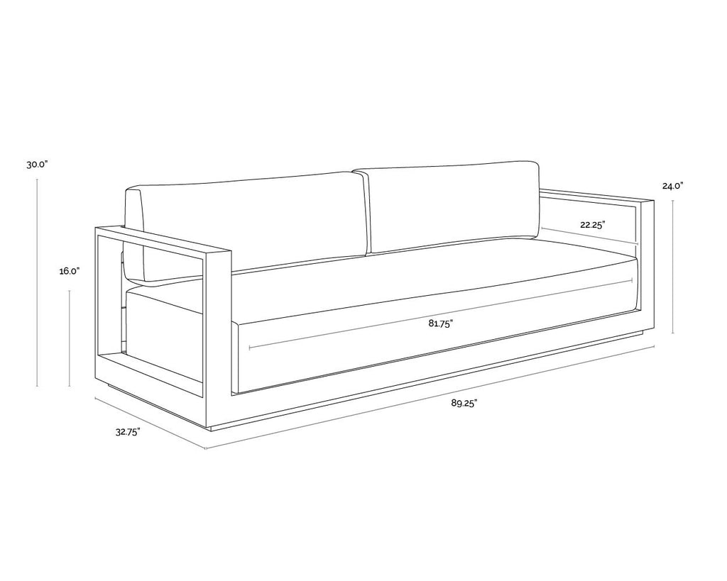 Tavira Sofa - Charcoal - Lanikai Salt And Pepper | Sunpan Furniture - 109656