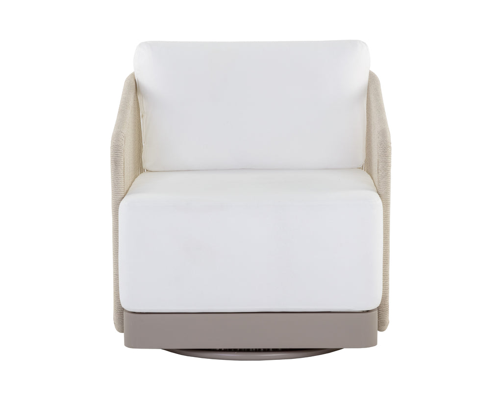 Allariz Swivel Armchair - Greige - Stinson White | Sunpan Furniture - 109650