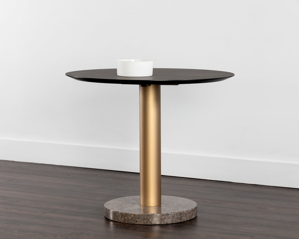 Monaco Bistro Table - Gold - Grey Marble / Charcoal Grey - 35.5" | Sunpan Furniture - 105878