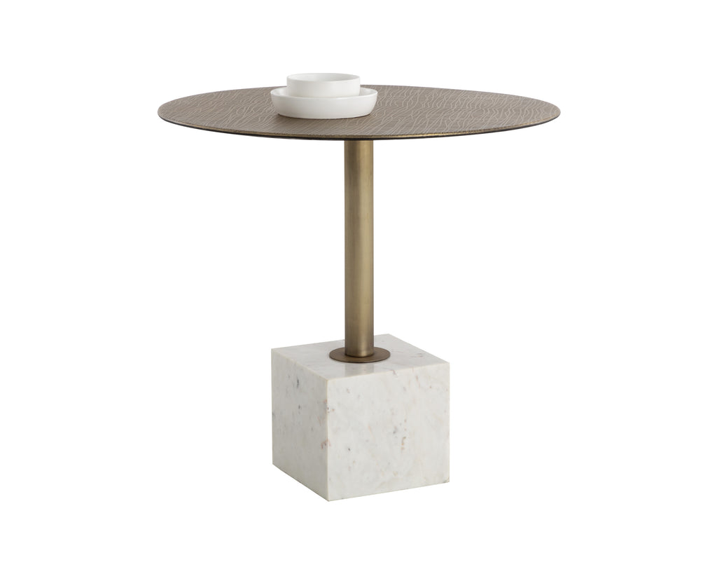 Kata Bistro Table - White Marble - 32" | Sunpan Furniture - 109639