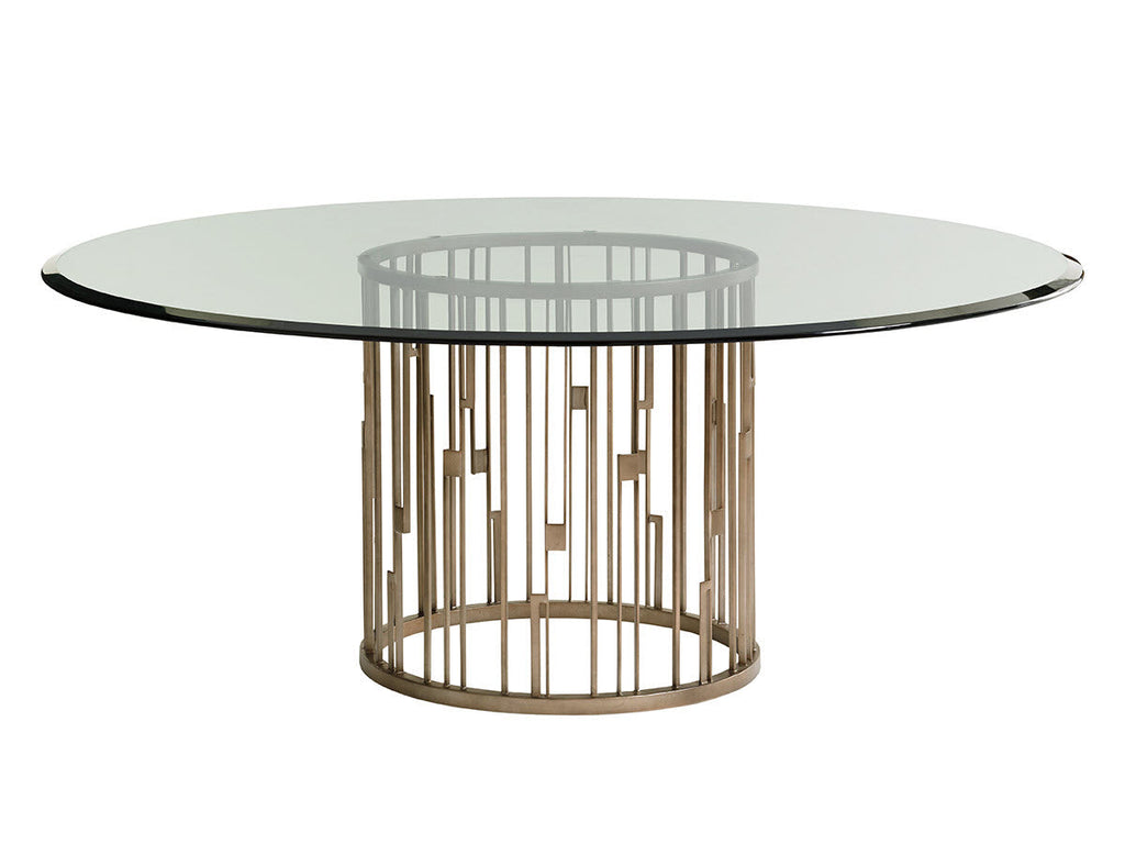 Rendezvous Round Metal Dining Table With 72 Inch Glass Top | Lexington - 01-0725-875-72C