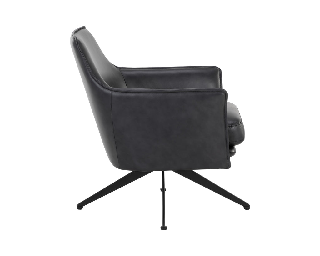 Crosby Swivel Lounge Chair - Alpine Black Leather | Sunpan Furniture - 111085