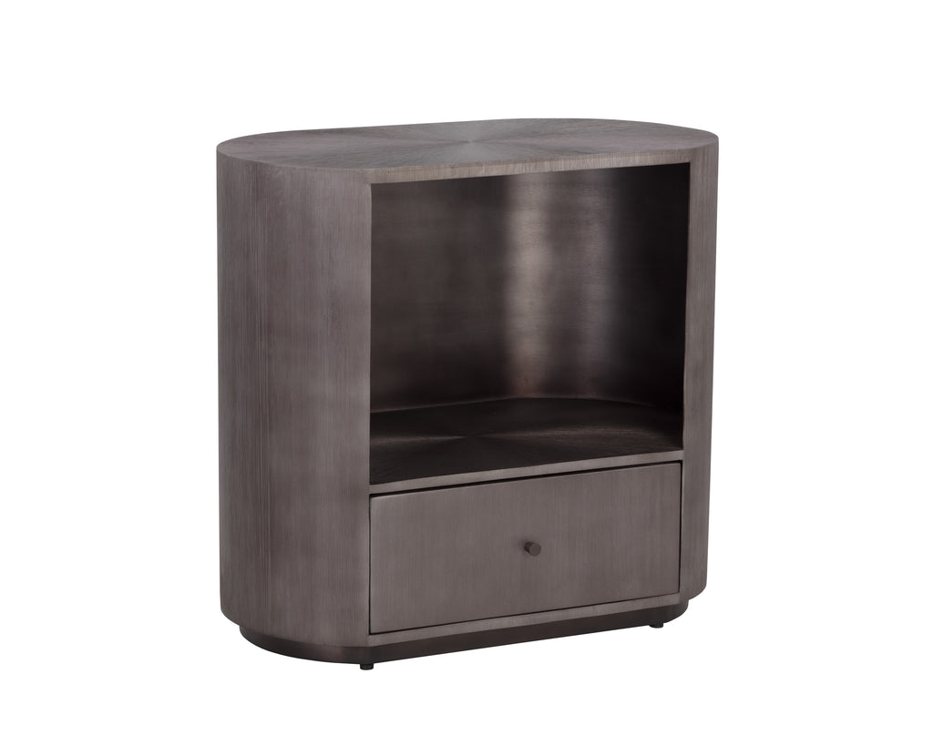 Siena Nightstand - Oval - Gunmetal | Sunpan Furniture - 110365