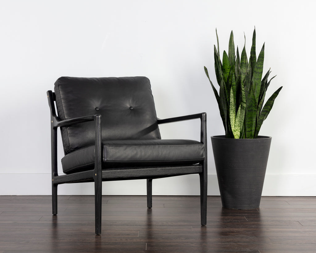 Gilmore Lounge Chair - Black - Black Leather | Sunpan Furniture - 106691