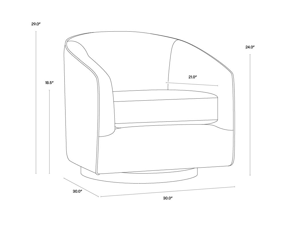 Hazel Swivel Lounge Chair - Gold - Belfast Heather Grey | Sunpan Furniture - 106561