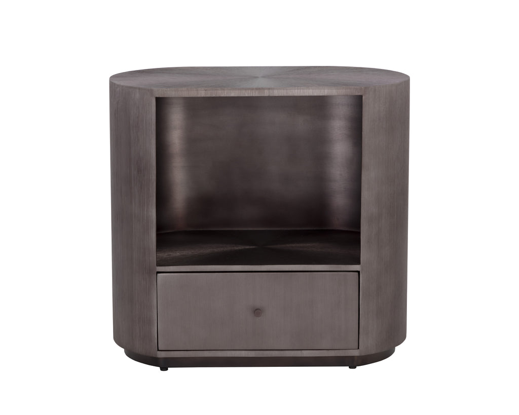 Siena Nightstand - Oval - Gunmetal | Sunpan Furniture - 110365