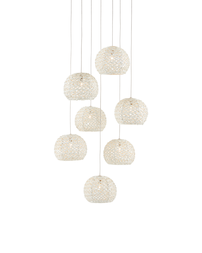 Currey & Co Piero White 7-Light Round Multi-Drop Pendant | 9000-0911