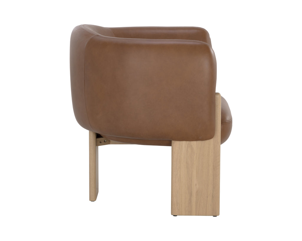 Trine Lounge Chair - Rustic Oak - Vintage Camel Leather | Sunpan Furniture - 111087