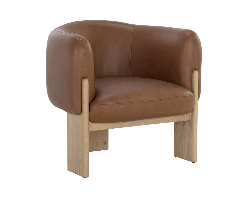 Trine Lounge Chair - Rustic Oak - Vintage Camel Leather | Sunpan Furniture - 111087